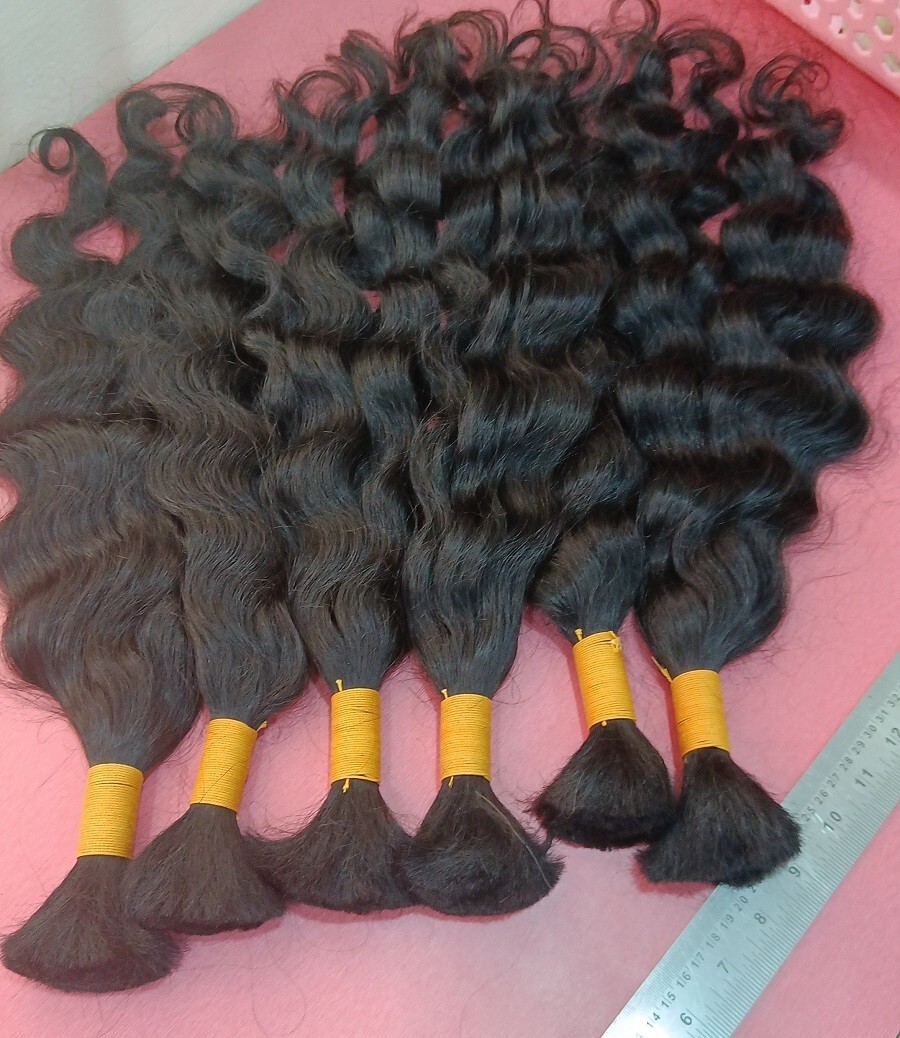 Natural raw Bulk Virgin Wavy Hair for braids