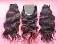 100% Natural raw Wavy human hair bundle with Closure