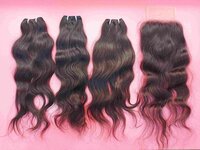 100% Natural raw Wavy human hair bundle with Closure