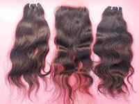 100% Natural raw Wavy human hair bundle with Closure