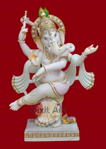 Dancing Marble Ganesh Statue