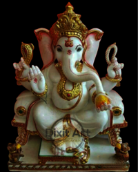 Colored Marble Ganesh Statue - Height: 24 Inches
