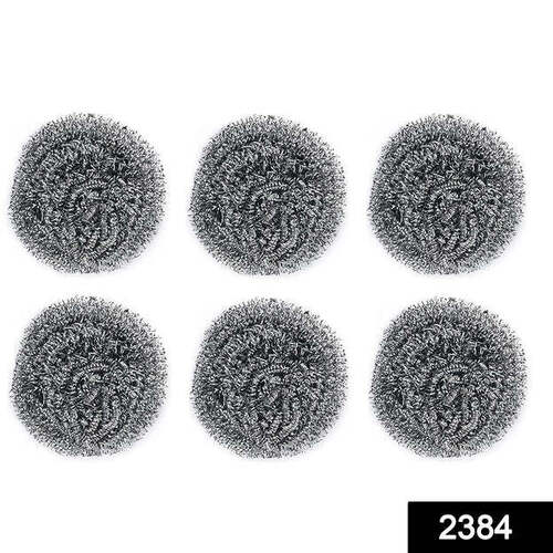 ROUND SHAPE STAINLESS STEEL SCRUBBER (PACK OF 6) (2384)