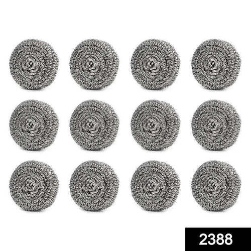 ROUND SHAPE STAINLESS STEEL BALL SCRUBBER (PACK OF 12) - Stainless Steel Material | Strong Cleaning Power, Gentle On Hands, Quick Anti-Stain Action, Durable & Sanitary
