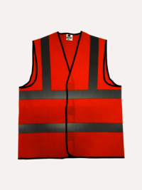 Safety Reflective Jacket - Polyester, L-xl, Red | 3 Reflective Strips, Snap Closure, Lightweight 0.5kg For Road Safety And Traffic Control