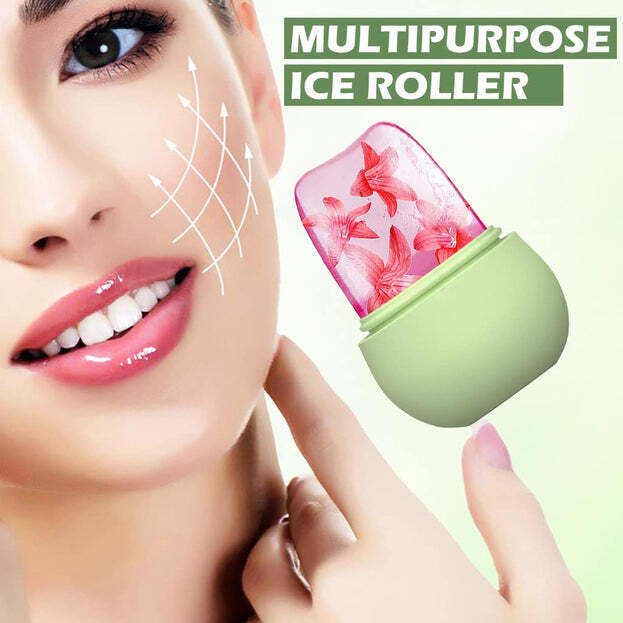 ICE ROLLER FOR FACE MASSAGE AND EYE ANTI-LEAK SILICONE ICE FACE ROLLER ICE MOULD WITH CLEANSING BRUSH (1226A)