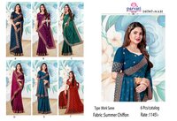 Spring Summer Chiffon Silk Butti Concept Saree With Heavy Border