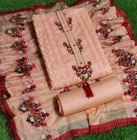 Ladies Chain Embroidery Dress Material