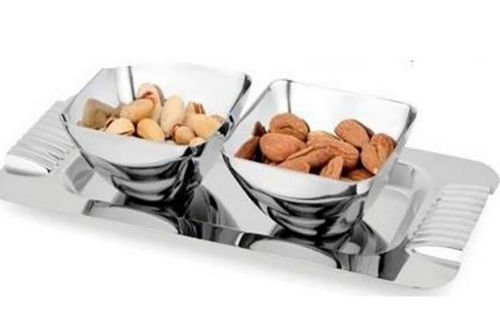 Stainless Steel Square Bowl Dry Fruit Platter