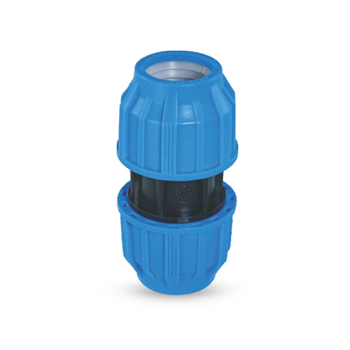 Compression Fittings Coupler - PP Material, Round Shape | Black & Blue Color Option
