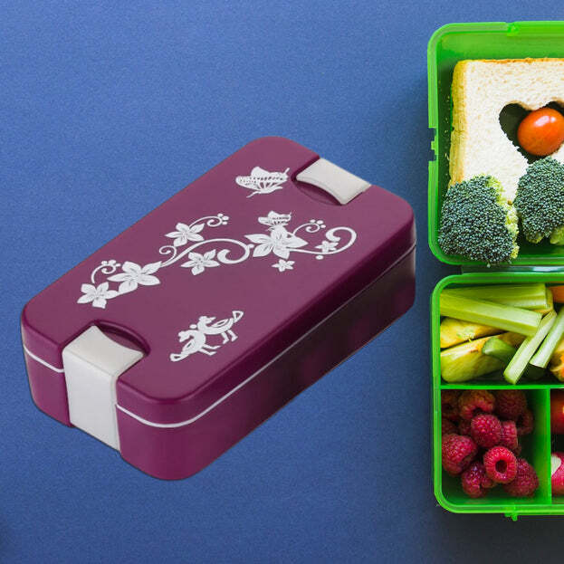 AIRTIGHT LUNCH BOX 2 COMPARTMENT LUNCH BOX LEAK PROOF FOOD GRADE MATERIAL LUNCH BOX MODERN APPEARANCE AND COMPACT LUNCH BOX WITH SPOON (5332)