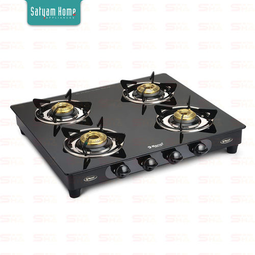 4 Burner Crystal Black Glass With MS Frame (Jumbo) - Phastos MS 4404