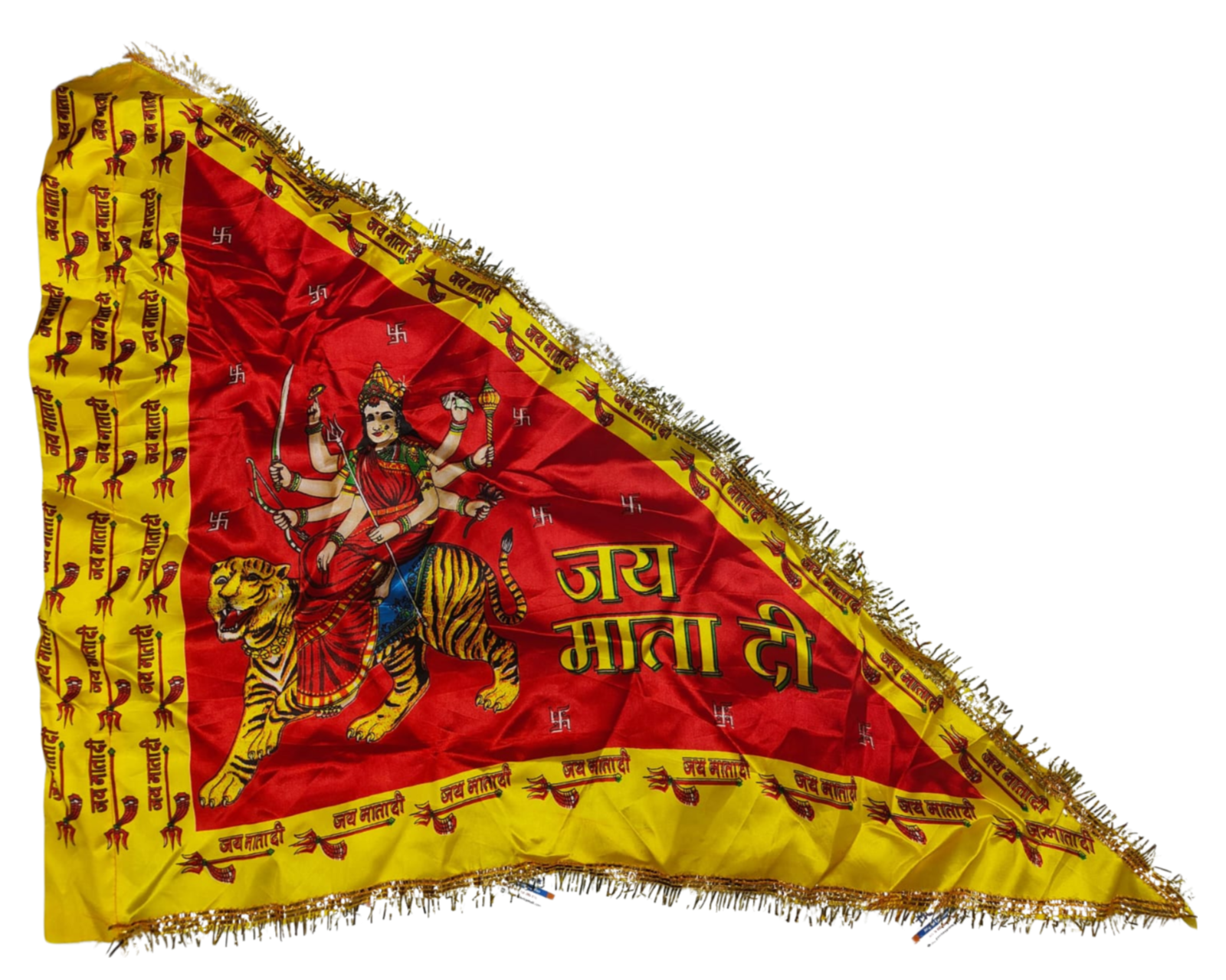 Fabrics Mall Devotional Mata Raani Flag Printed