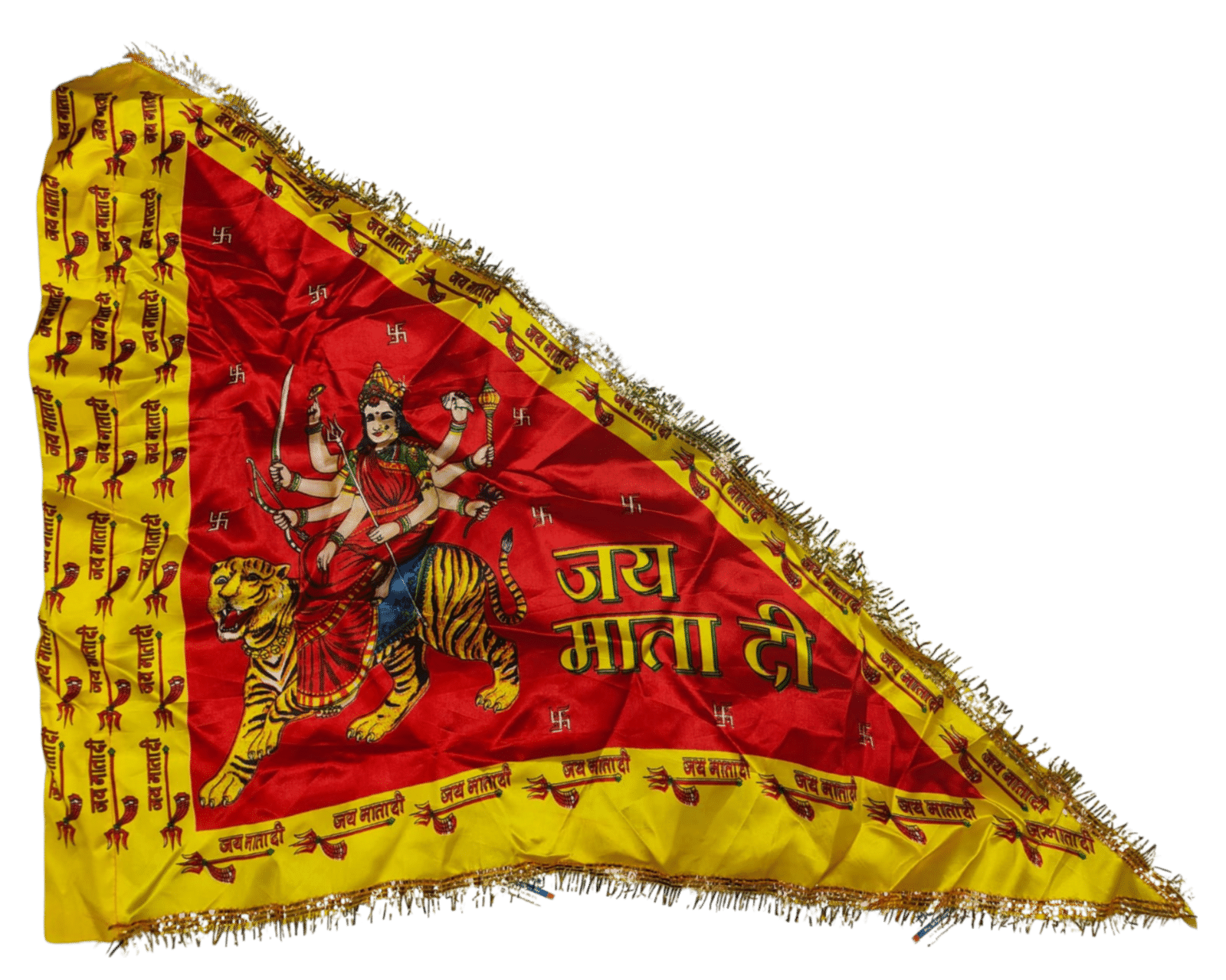 Fabrics Mall Devotional Mata Raani Flag Printed