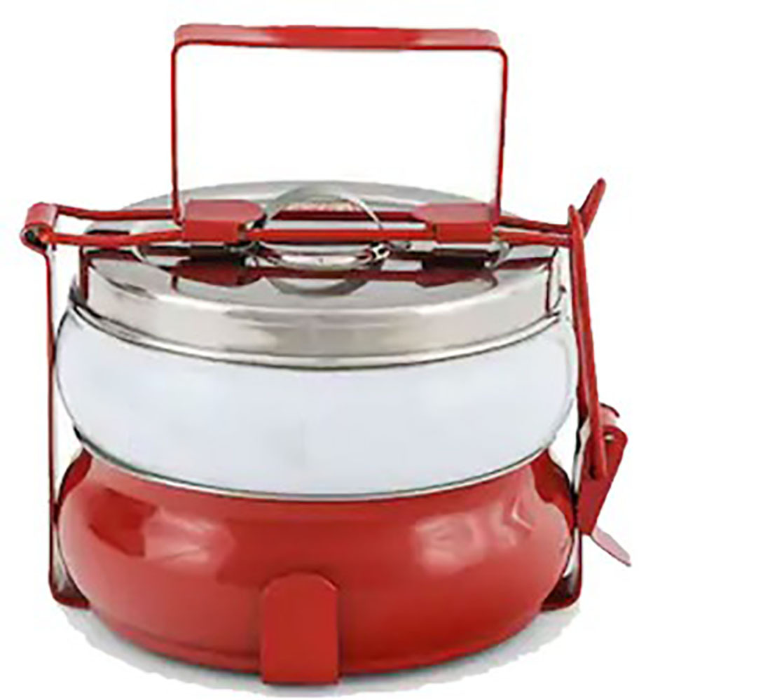 SS BLACK WHITE BELLY 2 TIER LUNCH BOX