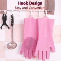 REUSABLE SILICONE CLEANING BRUSH SCRUBBER GLOVES (MULTICOLOR) 0714