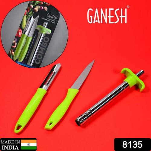 GANESH 3PC LIGHTER CUM KNIFE AND PEELER (8135)