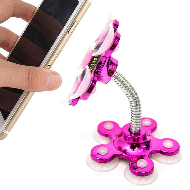 PHONE HOLDER 360 ROTATABLE PHONE STAND MULTI FUNCTION DOUBLE SIDED SUCTION CUP MOBILE PHONE HOLDER ( MOQ 6 PC ) 0637B