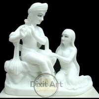 Marble Sitting Krishna Radha Statue - Height: Approx. 12 Inches