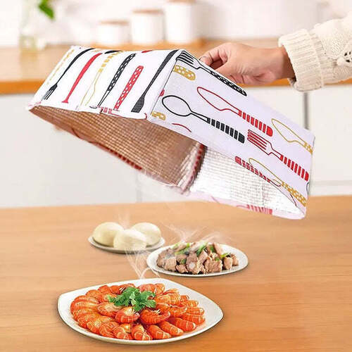 FOLDABLE FOOD COVERS ANTI-DUST HEAT PRESERVATION ANTI FLY MOSQUITO KITCHEN LID FOLDABLE COVER FOR HOT FOOD FOOD DISH INSULATION COVER FOOD WARMER COVER FOR KITCHEN PICNIC (5864A)