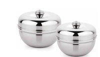 Ss Apple Canister Set - Stainless Steel, 3 Layer Design | Leak-proof, Ideal For School Or Office, Keeps Food Warm, Easy To Clean