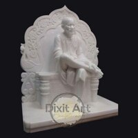 Marble Shirdi Sai Baba Statue - 24 Inches Tall, White Marble With Polished Surface | Handcrafted Religious Sculpture Featuring Fine Detailing