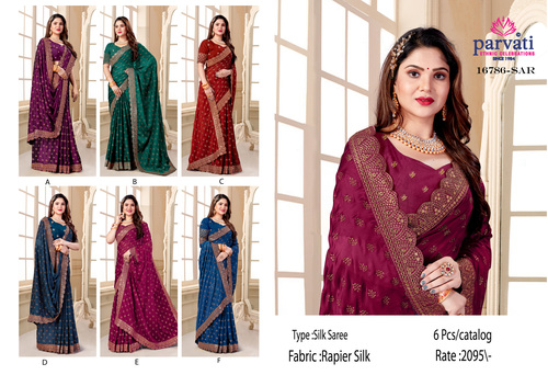 Cut Work Border Elegant Rapier Silk Saree For Women