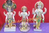 Makrana Marble Vishnu Statue - Color: White With Multicolor Accents