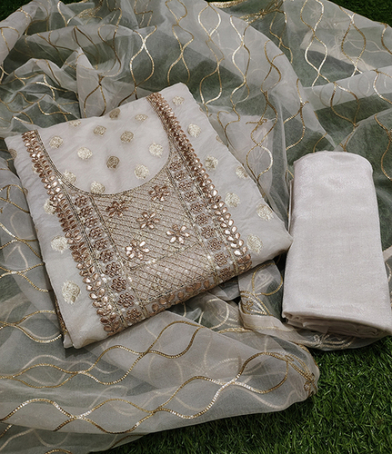 New Jecquared Fabric Gotta Patti Work Dress Material