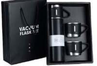 Corporate Gift Set - Stainless Steel Black Bottle With 2 Mugs | Eco-friendly Design, Bpa-free, Vacuum Insulated, Leak-proof, Rust-resistant