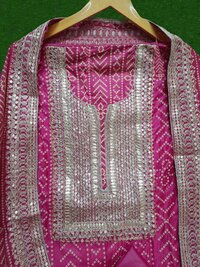 Latest dress material lichi Havey Chandery Cotton And Khadi Print Work