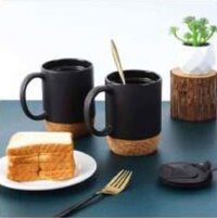 Cork Eeremic Coffee Mug - Stainless Steel, Eco-friendly Design | Vacuum Insulated, Double-walled, Leak-proof, Sleek Modern Finish