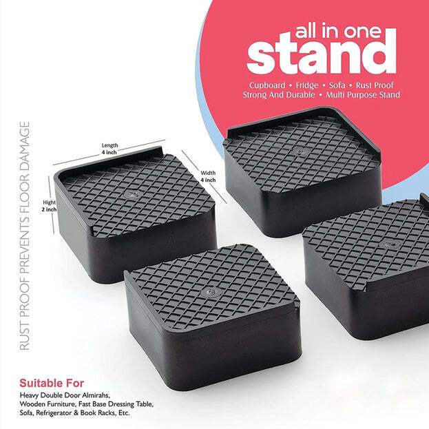 PREMIUM MULTIPURPOSE HEAVY DUTY CUPBOARD / REFRIGERATOR / SOFA BASE STAND - SET OF 4 PCS (1124l)