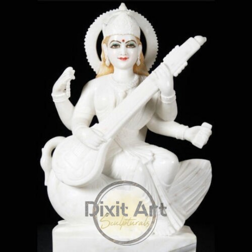 Pure White Marble Saraswati Statue