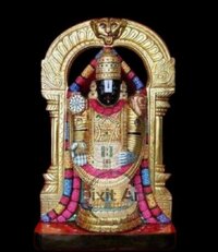 Marble Tirupati Balaji Statue - 12x6 Inches, White Marble With Polished Finish | Handcrafted, Intricate Detailing, Traditional South Indian Style