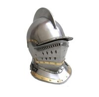 Ancient Full Head Cover Helmet - Metal Material, Silver Color, Polish Finish - Modern American Carved Style, Customizable Logo, Craft Use