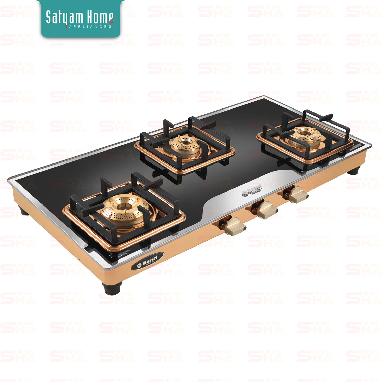 3 Burner Mirror Glass With Rose Gold Mirror Finish Frame (Full Body Elite) - BEAST (ROSE GOLD) 3505