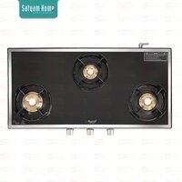 3 Burner Mirror Glass With Alluminium Black Matt Finish - NIGHT CRAWLER 3506