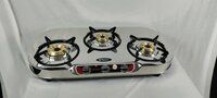 3 Burner Plain Glen - Jointless Stainless Steel Gas Stove - ZERO 3205