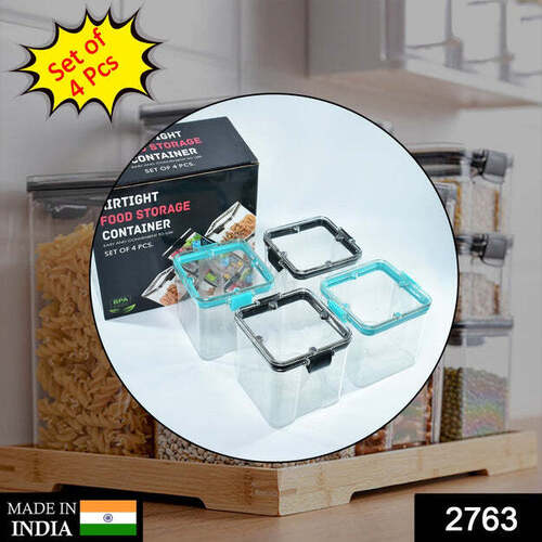 4PC SQUARE CONTAINER 700ML USED FOR STORING TYPES OF FOOD STUFFS AND ITEMS