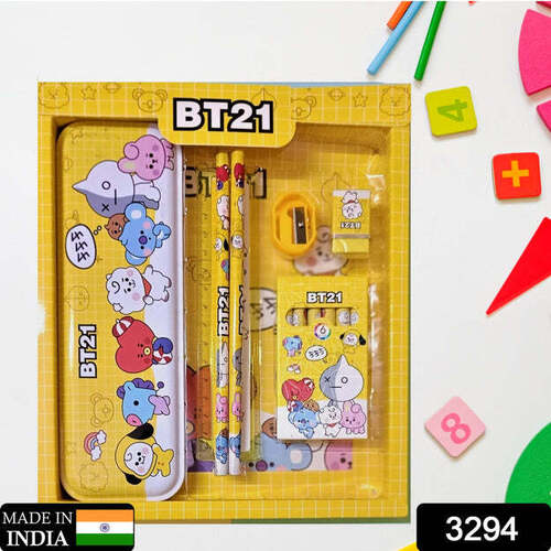 STATIONERY KIT FOR KIDS STATIONERY SET INCLUDES METAL PENCIL BOX SHARPENER PENCIL AND ERASER SET (3294)