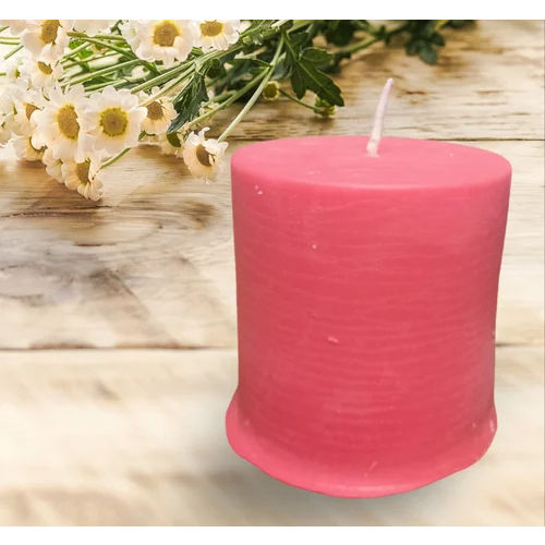 Round Pillar Soy Wax Scented Candle - Color: Red