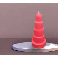 Cake Shape Pillar Candle - Handcrafted Soy Wax, 6 Inch Height, Warm Red Color | Charming Addition For Home Decoration And Cozy Ambiance