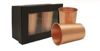 Copper Plain Glass Set - Handcrafted Copper Bottle With Matching Glass | Antimicrobial Properties, Ergonomic Design, Keeps Beverages Cold
