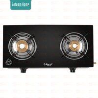 2 Burner Crystal Black Nano Glass With SS Frame  - Titan SS 2401