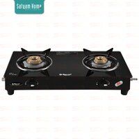 2 Burner Crystal Black Nano Glass With MS Frame  - Titan MS 2402