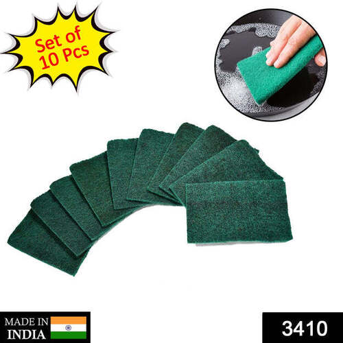 SCRUB SPONGE CLEANING PADS AQUA GREEN 10PCS (3410)