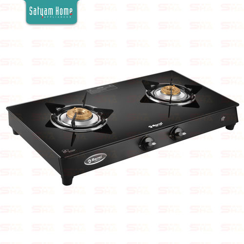 2 Burner Crystal Black Glass With MS Frame- Regular - ARES MS 2403