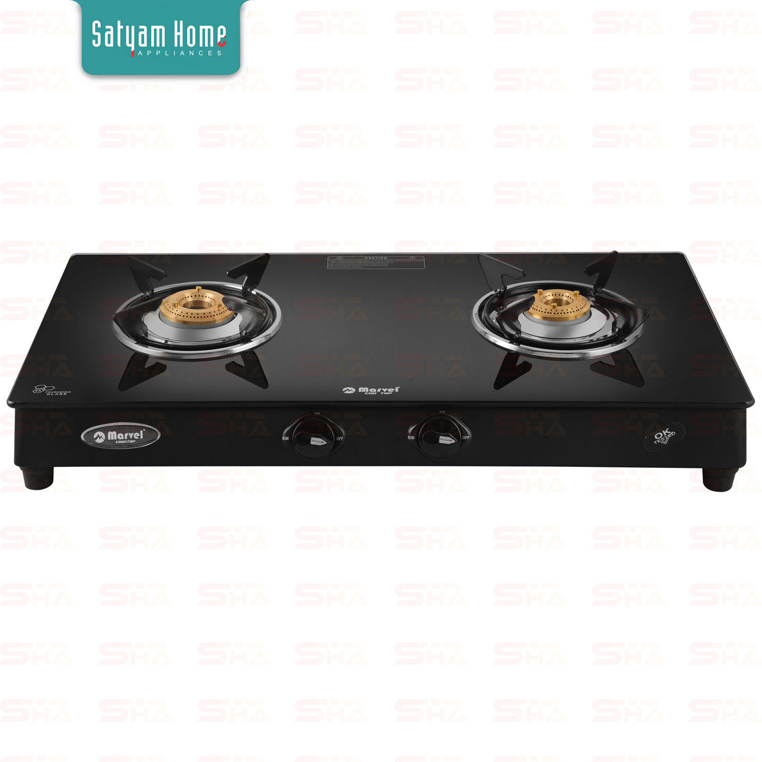 2 Burner Crystal Black Glass With MS Frame- Regular - ARES MS 2403