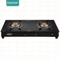 2 Burner Crystal Black Glass With MS Frame- Regular - ARES MS 2403